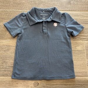 Posh Peanut Kids Polo Shirt Baseball Logo - Dark Gray/Blue